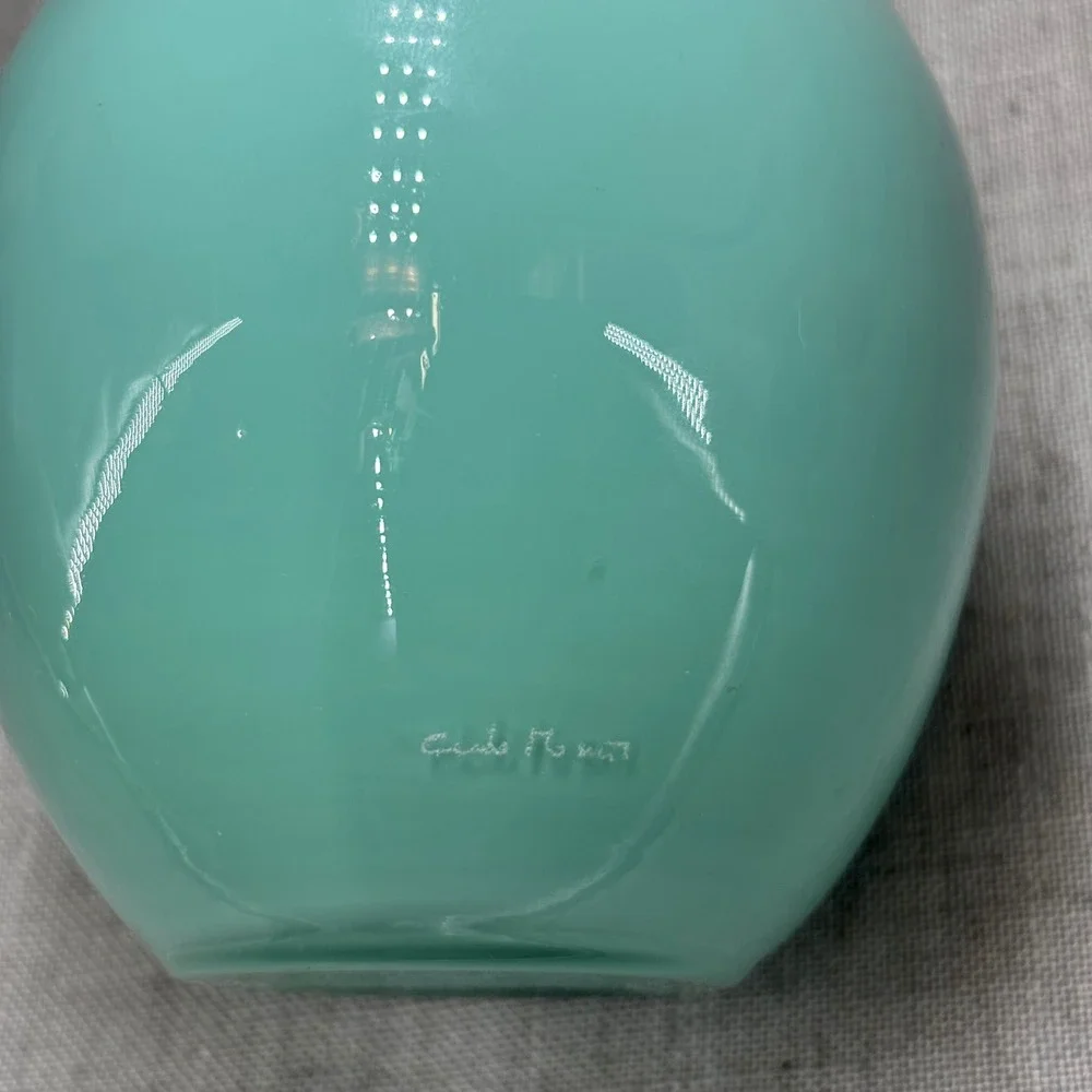 Carlo Moretti Murano Italy Turquoise Blue Orange Opaline Glass Vase MCM 5.25